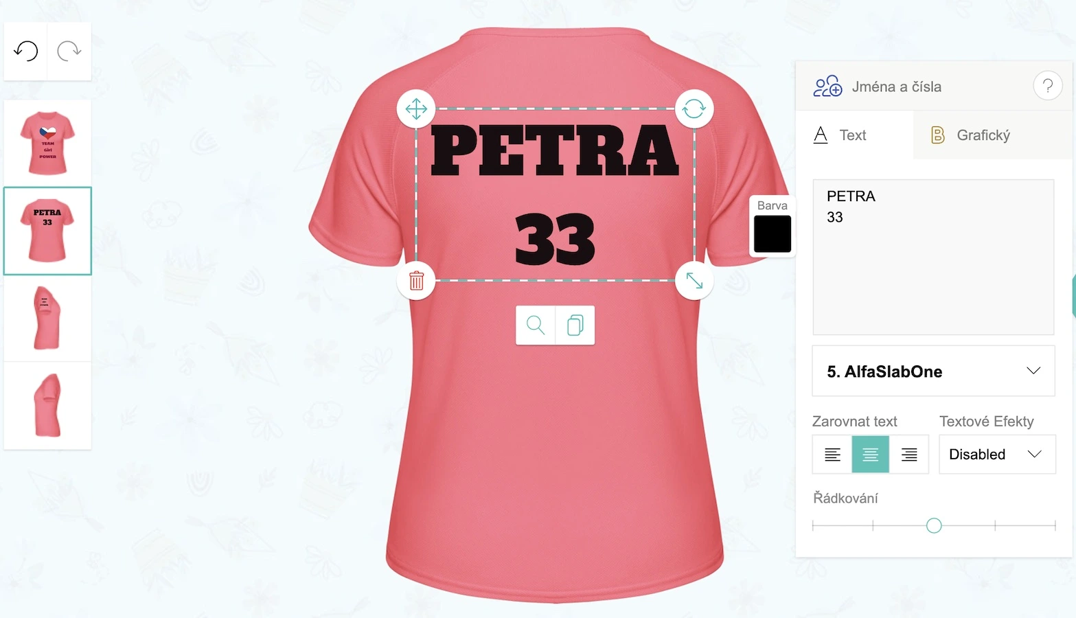 Vytvoření prvního dresu – přidání jména a čísla na dres