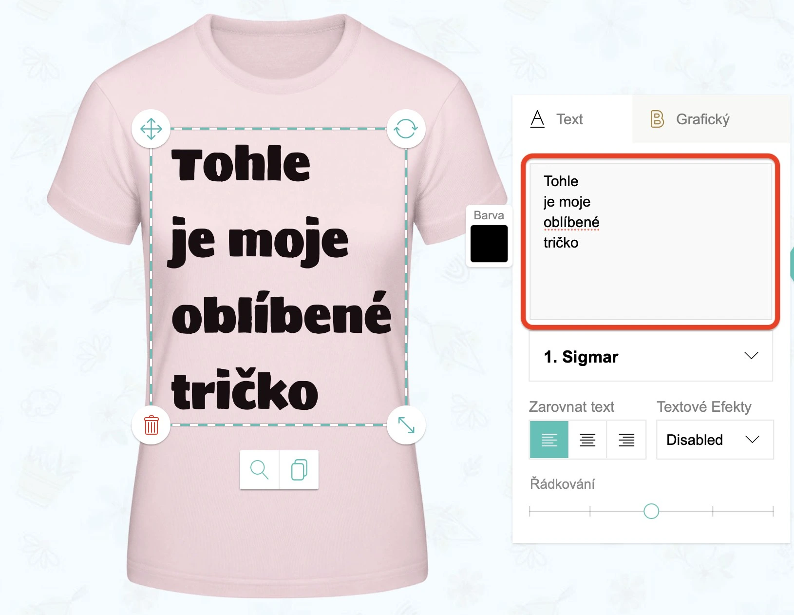 Nápis – Tohle je moje oblíbené tričko
